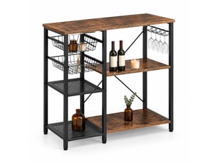 Étagère de rangement 90x40x82 cm noire et marron en métal et panneaux de particules, 3 niveaux, pour cuisine et salon
