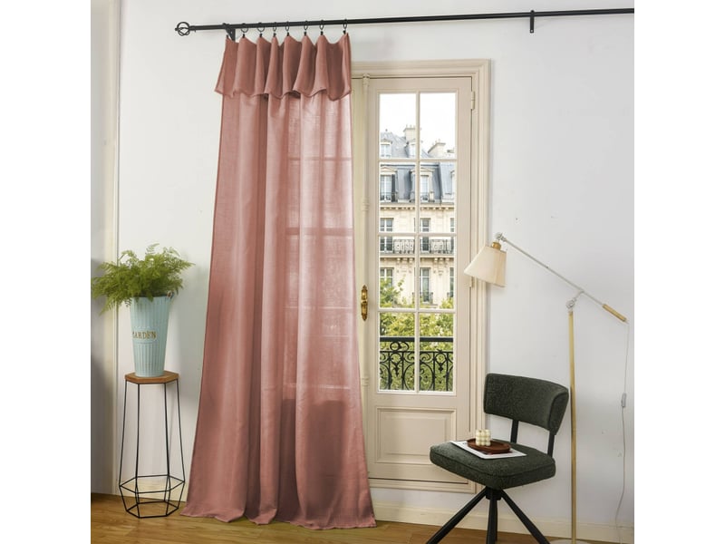 Lot de 2 voilages ajustables + 8 anneaux pince 140 x 270 cm evasion polyester effet lin  - Conforama B
