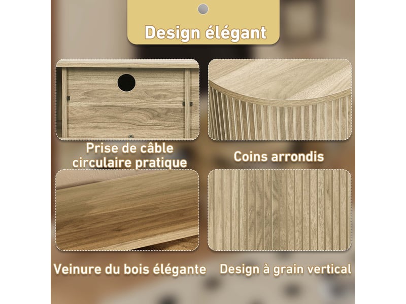  Meuble tv avec portes coulissantes, tiroirs et niches pour salon en mdf 175×38×45 cm chêne  - Conforama D