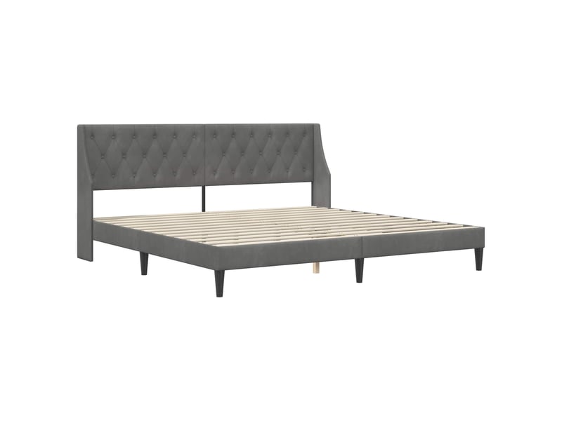  Lit double- lit adulte -  cadre de lit avec tête de lit gris foncé 200 x 200 cm velours  - Conforama B