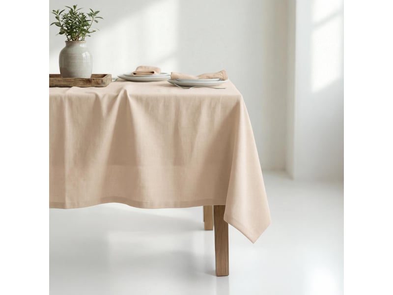  Nappe rectangle anti-tâches en coton 150x250 cm chambray rose, par soleil d'ocre  - Conforama A