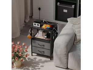 Console avec 2 tiroirs, niche ouverte, prise secteur et ports usb pour salon et chambre, 40 × 30 × 60 cm