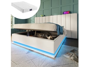 Lit coffre 160x200 cm <strong>COVREO </strong>  <strong></strong> coloris blanc