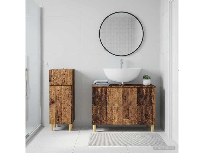 Ensemble de 2 meubles de salle de bain delft bois ancien cf63109 - Conforama B