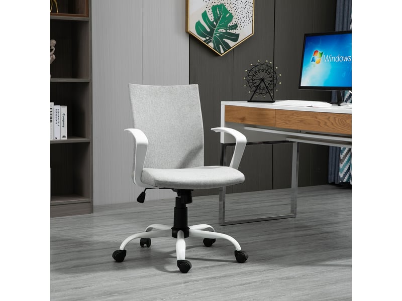  Fauteuil de bureau ergonomique à bascule, fauteuil d'étude pivotant, chaise de bureau en tissu réglable en hauteur, 61 x 61 x 89-99 cm, gris clair  - Conforama C
