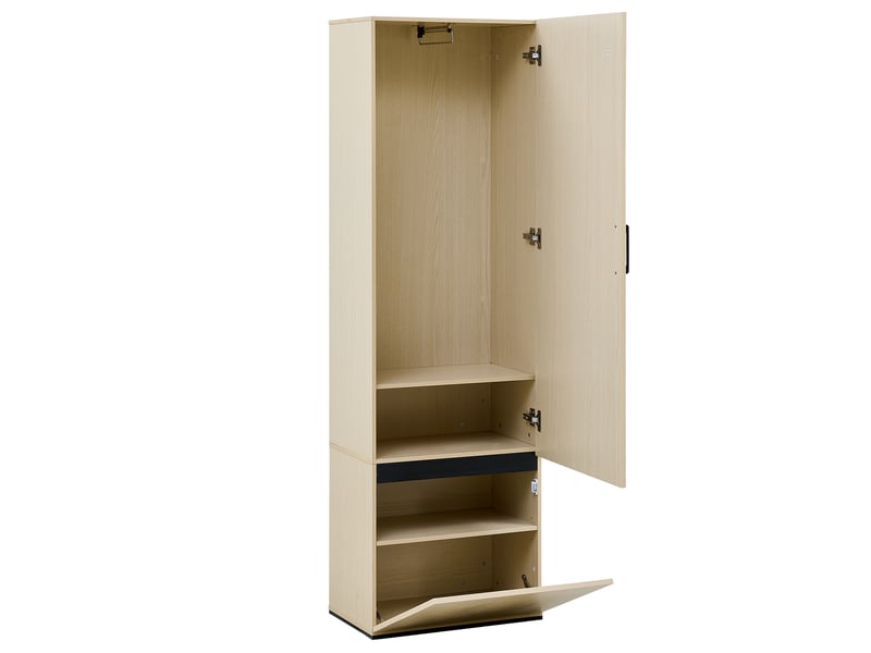  Armoire d'entrée tcqpz étroite avec miroir et penderie coulissante 54 x 34,5 x 179,5 cm mdf coloris bois  - Conforama A