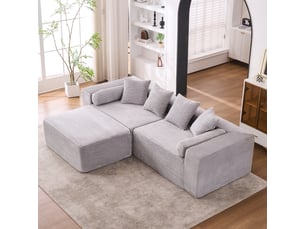 Canapé modulable, canapé de salon, en tissu chenille, gris, pour salon, mobilier pour espace de vie, chambre