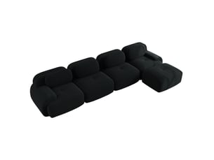 Canapé d'angle modulable modenvie 4 places avec méridienne 388 x 178 cm en velours côtelé noir