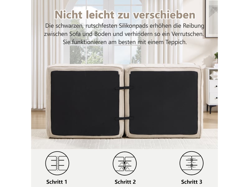  Canapé d’angle modulable 2 places en polyester beige – 198 x 162 x 67 cm Fay Lum - Conforama R