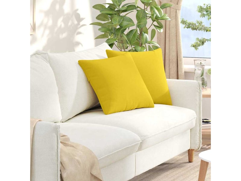 Lot de 2 coussins de canapé, coussins décoratifs tissu jaune clair 45 x 45 cm cf58889 - Conforama B