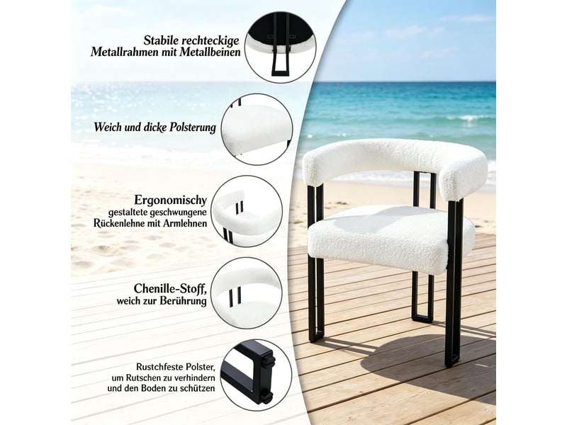 Chaises de lecture chaise confortable dossier et accoudoir monobloc chaise de café chaise de maquillage - Conforama D