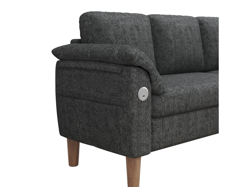  Canapé d'angle 3 places 181x125x88 cm gris foncé en chenille, méridienne réversible avec rangement  - Conforama D