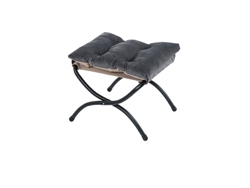  Repose-pieds pliable en tissu velours – pieds en métal, gris foncé  - Conforama A