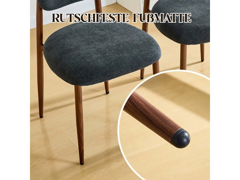  Table et chaises de salle à manger lot de 2 chaises chaise de rembourrée dossier courbé style moderne sans accoudoirs  - Conforama E