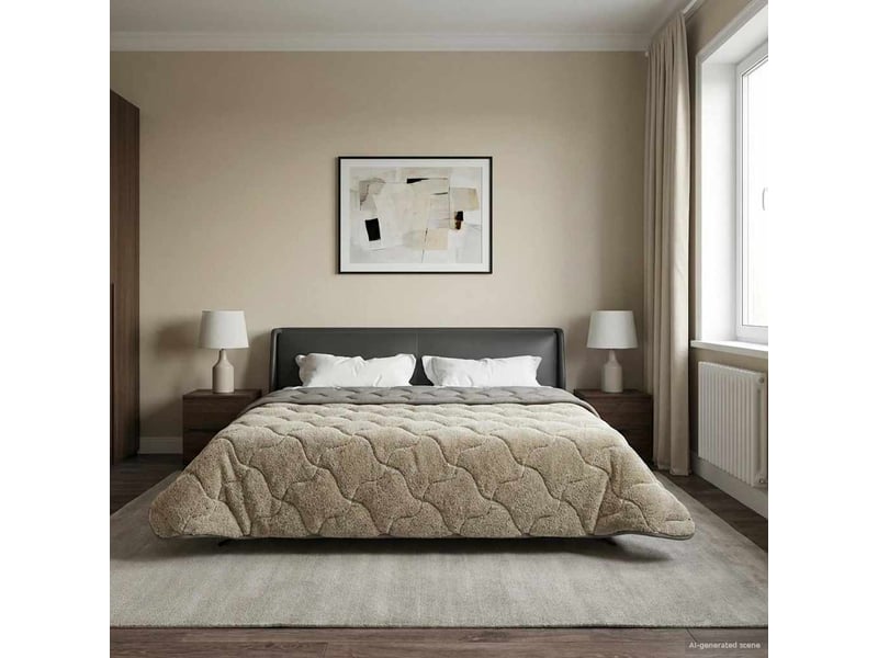  Duvet - couette complet toute l'année matelassé gris clair 200 x 200 cm  - Conforama E