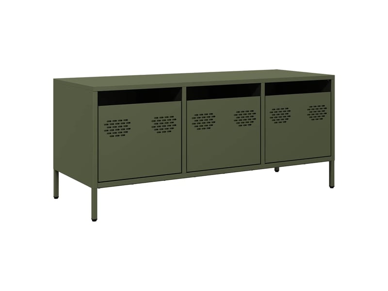  Meuble tv - banc tv - meuble de rangement vert olive 101,5x39x43,5 cm acier laminé à froid  - Conforama A
