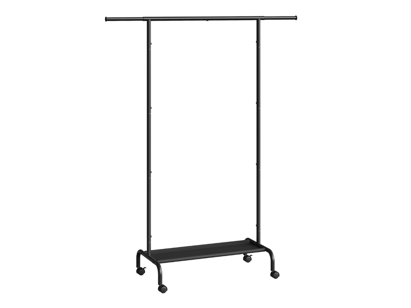  Portant simple à roulettes noir avec étagère et barre extensible  - Conforama A