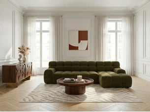 Canapé d'angle droit convertible <strong>BOBOCHIC</strong> <strong>ANDRE</strong> 3 places Tissu Vert