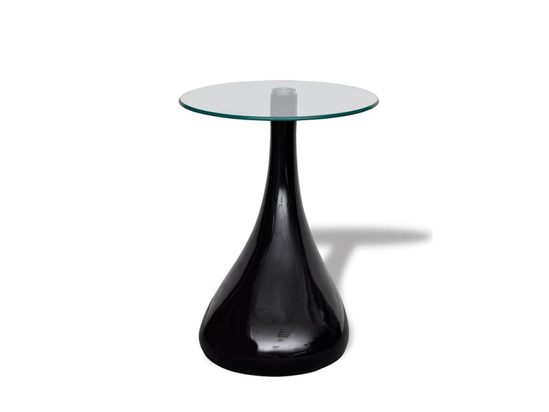  Table basse | table de salon et dessus de table verre rond noir brillant 2 pcs  - Conforama D