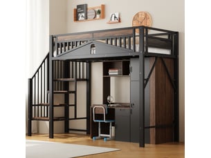 Lit mezzanine 90x200 cm <strong>MODENUIT </strong>  <strong></strong> coloris noir