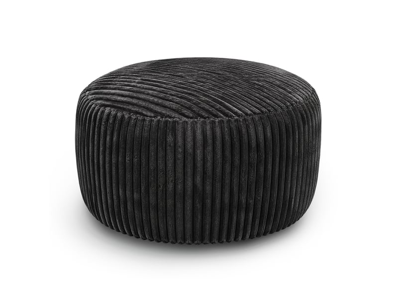  Fauteuil pouf rond à mousse à mémoire de forme, assise souple en velours côtelé noir, 100 × 100 × 50 cm  - Conforama A