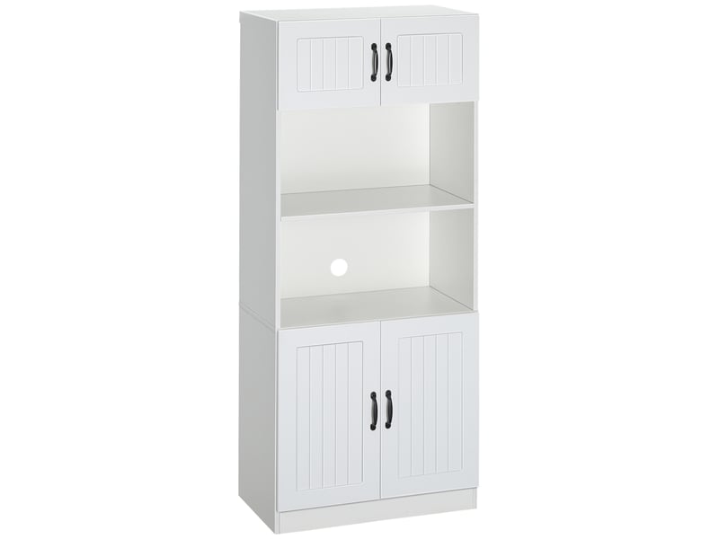  Buffet de cuisine haut avec niche micro-ondes et étagères réglables - lpospi - 4 portes mdf blanc 70 × 40 × 170 cm  - Conforama A