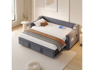 Lit extensible 90x190 cm <strong>MEULVA</strong> <strong></strong> coloris gris