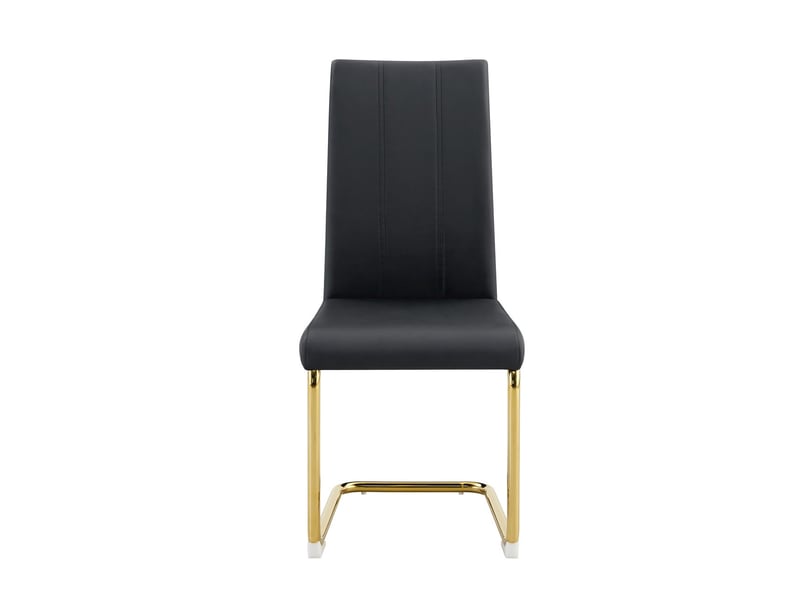  Chaise de salle à manger design moderne revêtement en cuir pu structure en métal assise ergonomique coloris noir  - Conforama A