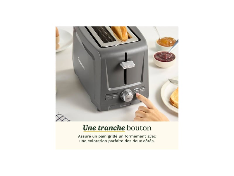  Grille-pain 2 tranches acier extra-longs encoches gris pierre et argent CUI3030050198195 - Conforama D