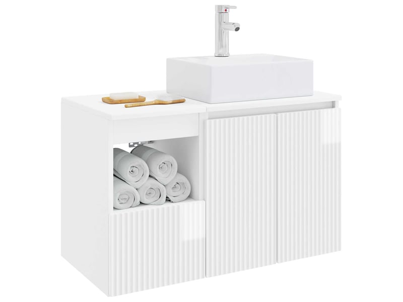 Ensemble de mobilier de salle de bain 2 pc blanc brillant cf64002 - Conforama C