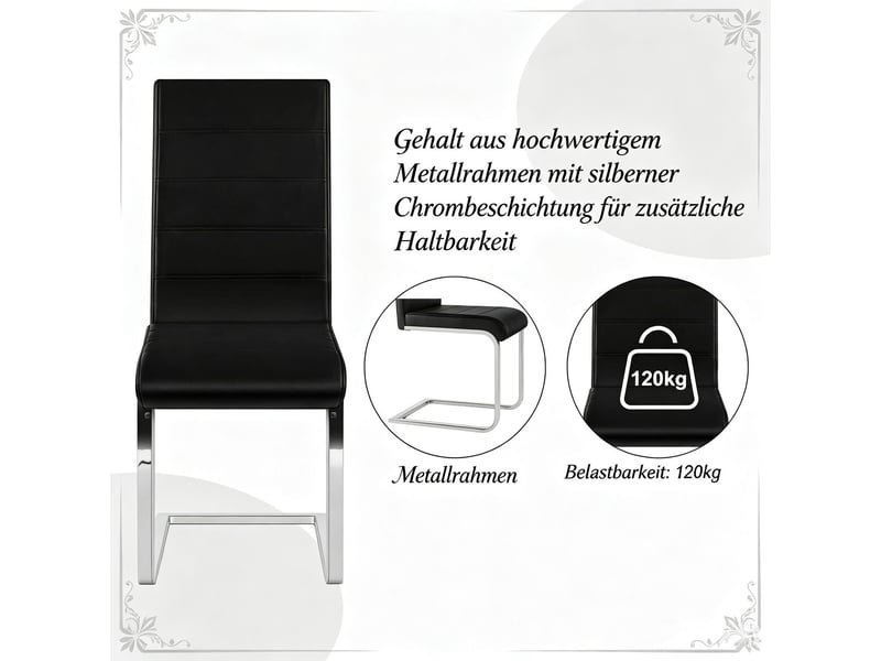  Chaise repas 2 pièces chaise cantilever confortable dossier haut chaise de bureau chaise de conférence  - Conforama E