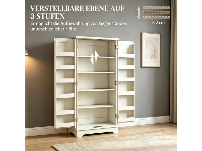 Buffet de cuisine 2 portes en mdf et panneau de particules beige, 60 x 40 x 120 cm, rangement réglable - Conforama E