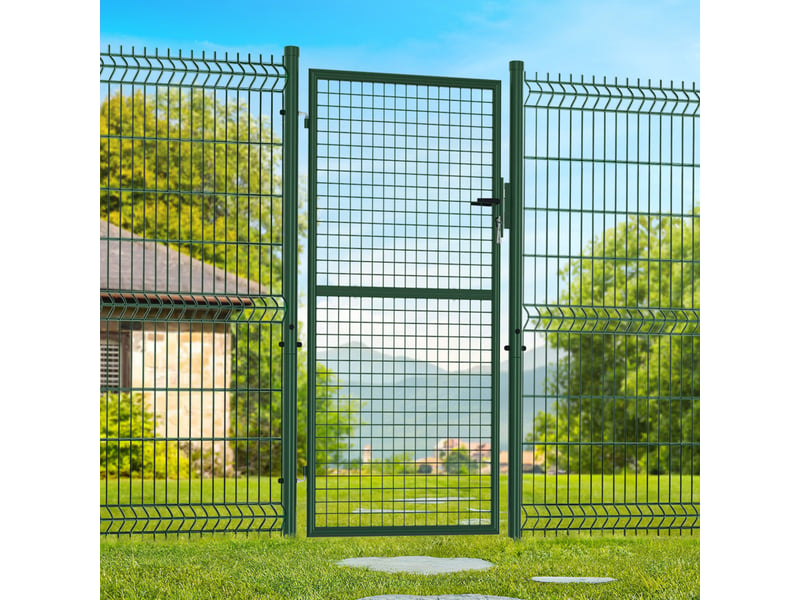 Portillon de jardin 105 x 175 cm en acier avec serrure et poignée vert  - Conforama B