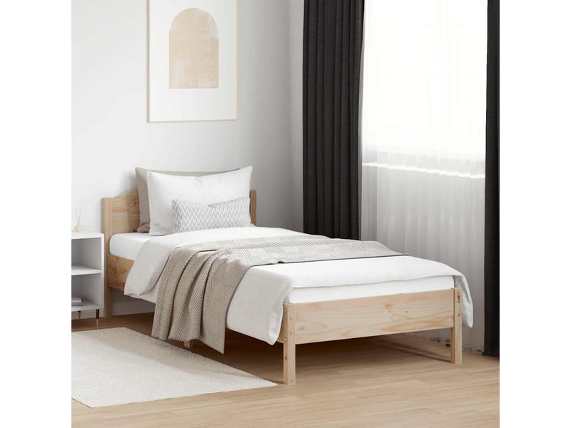  Lit simple- lit adulte -  cadre de lit sans matelas 100x200 cm bois massif de pin  - Conforama B