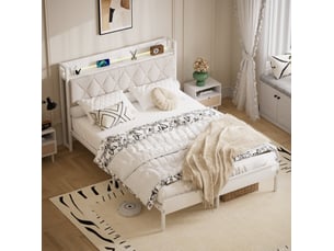 Lit 2 places 140x190 cm <strong>BEAOK</strong> <strong></strong> coloris blanc