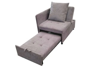 Canapé-lit 3 en 1 gris en tissu de lin avec dossier réglable