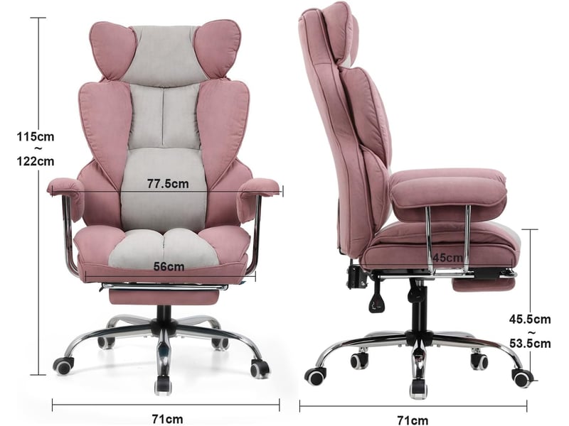  Gtplayer chaise de jeu en tissu, ergonomique, avec repose-pieds extensible, pivotante, 180 kg, rose GT200-PINK - Conforama B