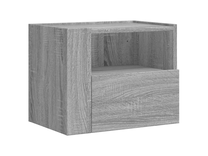  Lot de 2 tables de chevet - cabinet de chevet - table de nuit murales sonoma gris 45x30x35 cm  - Conforama D