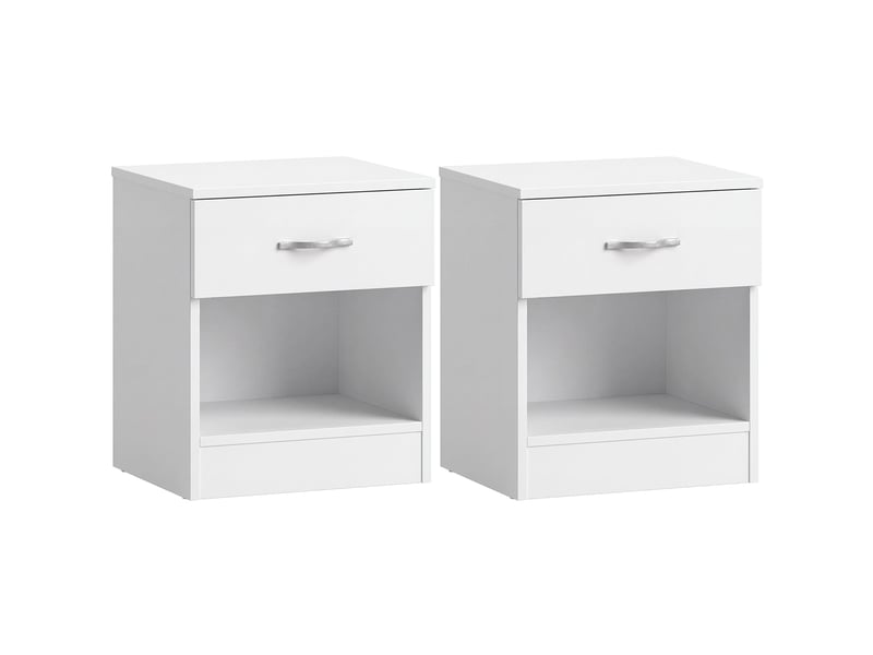  Table de chevet riano, commode de nuit, chambre, 47x40x36cm, set de 2, 1 tiroir, blanc 3332395 - Conforama A