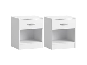 Table de chevet riano, commode de nuit, chambre, 47x40x36cm, set de 2, 1 tiroir, blanc