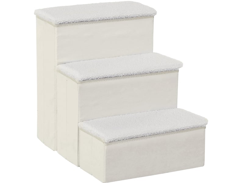 Escalier pliable 3 marches pour 40x54x48 cm – blanc – avec rangement intérieur spacieux en mdf - Conforama A