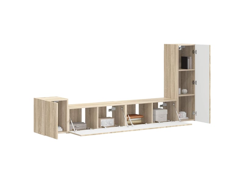  Ensemble meuble tv - banc tv - meuble de rangement 3 pcs chêne sonoma bois d'ingénierie  - Conforama C