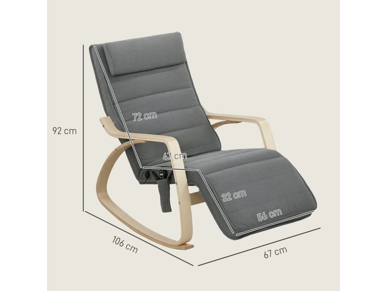 Fauteuil à bascule avec massage et chauffage lombaire, poche latérale, en polyester gris - Conforama C
