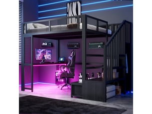 Lit mezzanine 140x200 cm <strong>SWEIKO</strong> <strong></strong> coloris noir