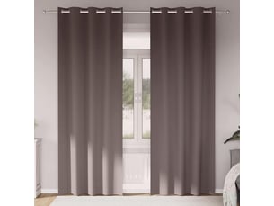 Lot de 2 rideaux occultants, rideaux black-out avec anneaux marron foncé 260 x 140 cm cf44706