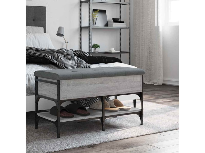  Banc à chaussures, banc de rangement sonoma gris 82x42x45 cm bois d'ingénierie  - Conforama C