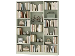 Bibliothèque 6 niveaux 17 compartiments 149 x 23,6 x 188 cm vert