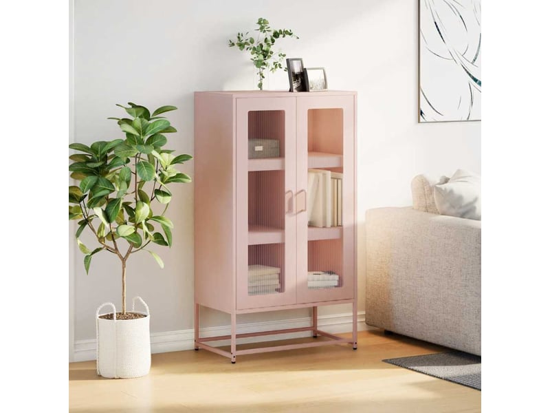  Buffet haut - bahut - meuble de rangement rose 68x39x123 cm acier  - Conforama C