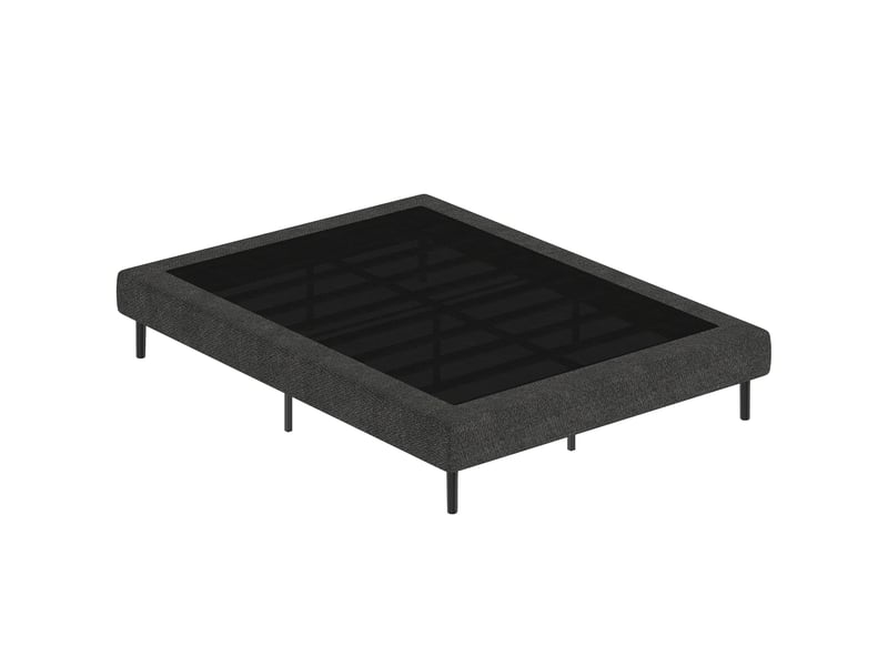  Sommier tapissier déco 10 lattes avec pieds 140x190cm tissu chenille gris  - Conforama A