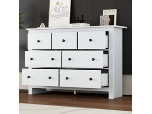 Commode 7 tiroir(s) OKWISH coloris blanc largeur 40 cm